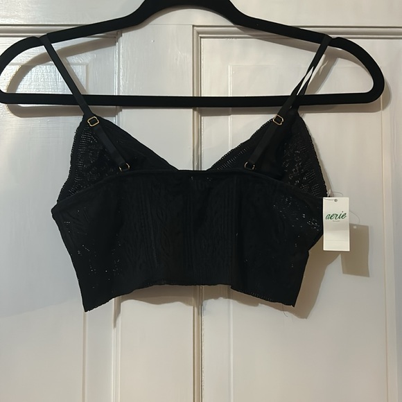 American Eagle By Aerie Real Power Wireless Push Up Paisley Lace Black Bra NEW - Picture 7 of 8